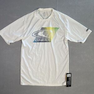 O'Neill‎ Womens Medium Rash Guard Tee Swim Shirt Skin SPF 50+ Quick Dry White